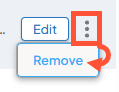 Screenshot showing the Remove option visible after clicking the 3 dot menu next to an FAQ pane.