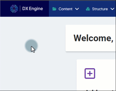 Demonstration of showing the Manage content by type options by clicking the Content dropdown arrow