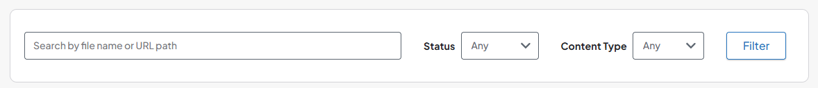 Screenshot of the filter options above the images in the Alt Text Generator dashboard.