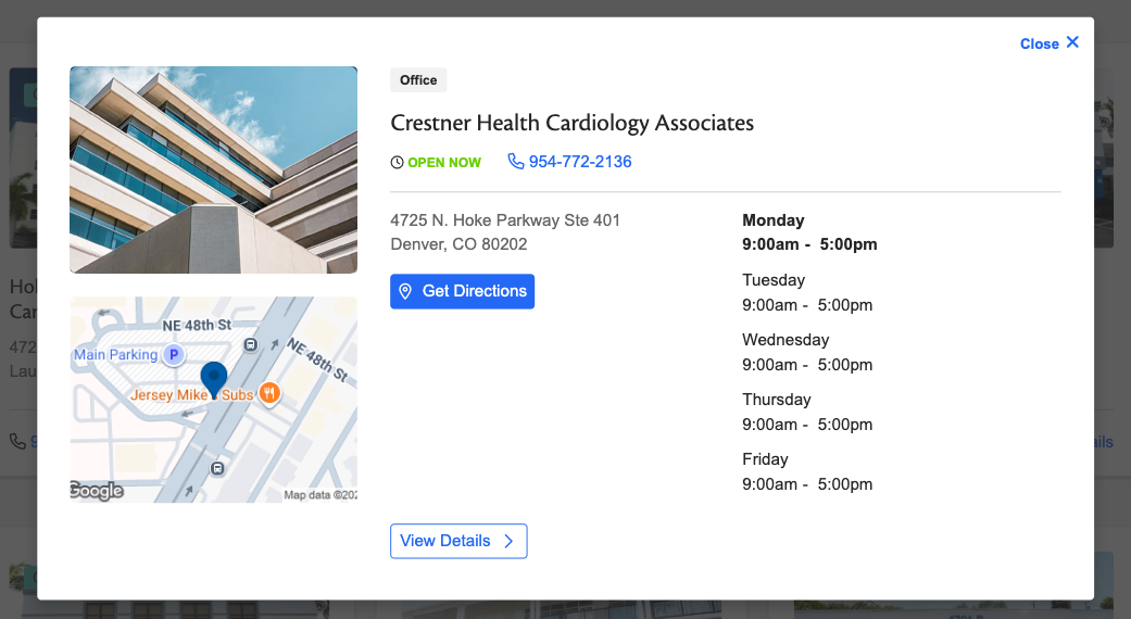 Crestner location modal example