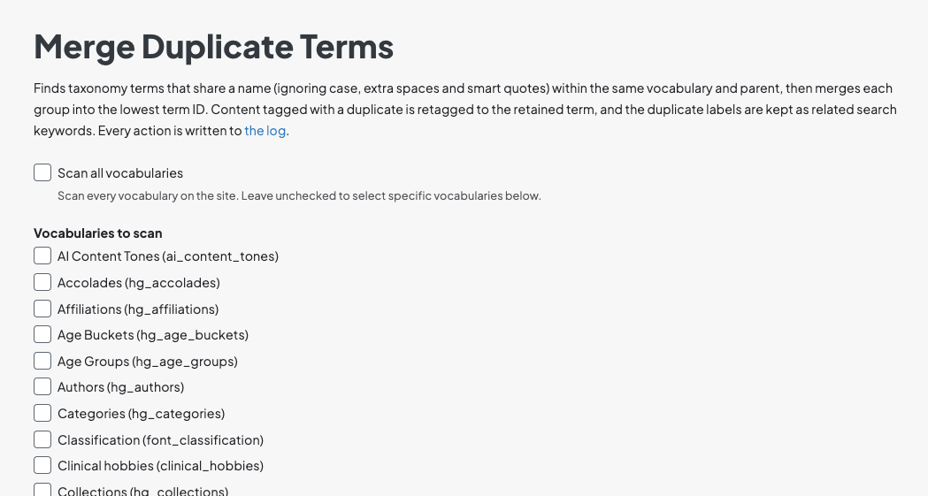 Merge duplicate taxonomy terms