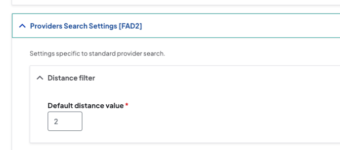 Provider Search default distance