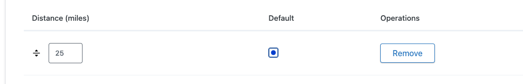 Distance filter table row removal in Provider Search settings