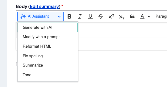 AI Assistant options