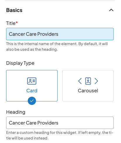 Basic widget details
