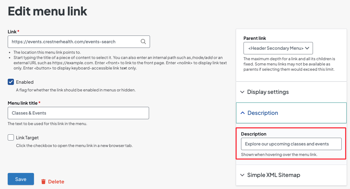 Link descriptions with title attributes