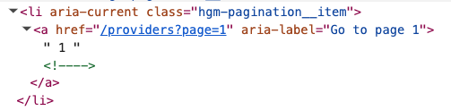 Provider search pagination HTML