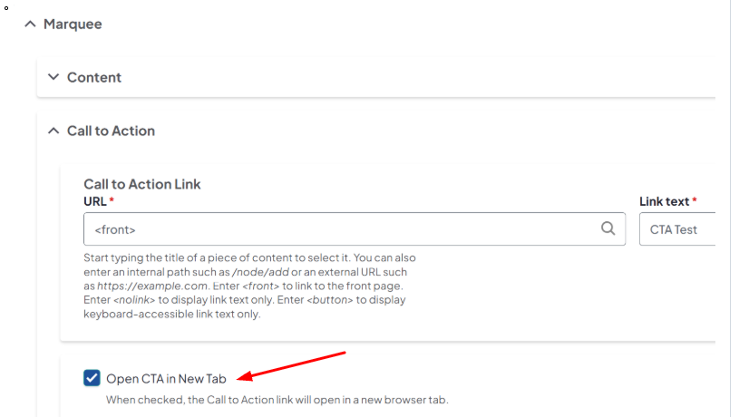 Service CTA, open in new tab option